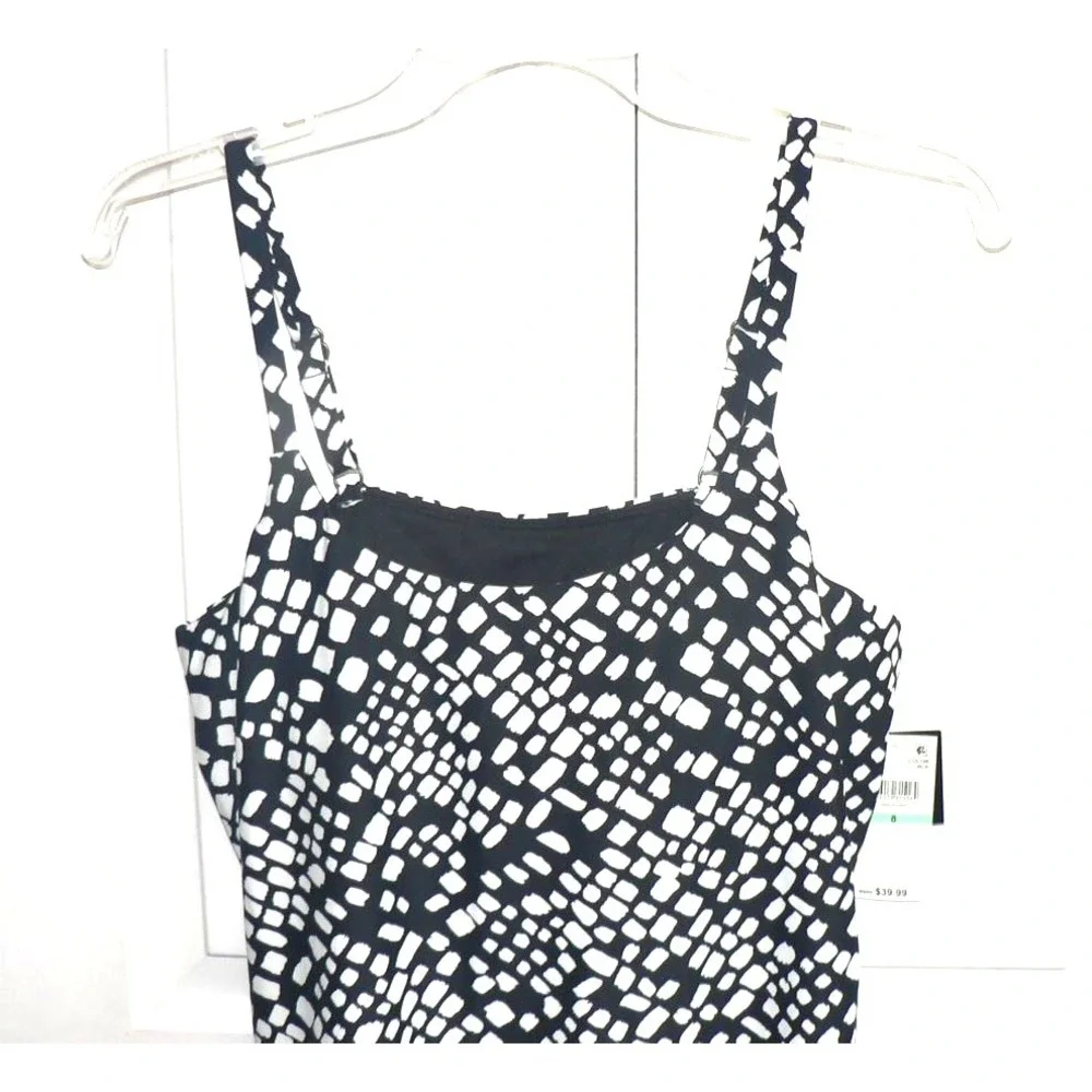 Island‎ Escape Women's Capetown Underwire Tankini Top Black & White Size 8